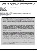 Cover page: Critical Time Intervals in Door-to-Balloon Time Linked to One-Year Mortality in ST-Elevation Myocardial Infarction