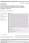 Cover page: Differential genotype response to increased resource abundance helps explain parallel evolution of Daphnia populations in the wild