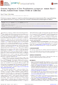 Cover page: Genome Sequences of Two Pseudomonas syringae pv. tomato Race 1 Strains, Isolated from Tomato Fields in California