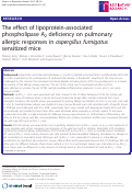 Cover page: The effect of lipoprotein-associated phospholipase A2 deficiency on pulmonary allergic responses in aspergillus fumigatus sensitized mice