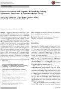 Cover page: Factors Associated with Hepatitis B Knowledge Among Vietnamese Americans: A Population-Based Survey