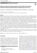 Cover page: SARS-CoV-2-Specific and Functional Cytotoxic CD8 Cells in Primary Antibody Deficiency: Natural Infection and Response to Vaccine