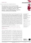 Cover page: Recombinant human hyaluronidase facilitated subcutaneous immunoglobulin treatment in pediatric patients with primary immunodeficiencies: long-term efficacy, safety and tolerability.