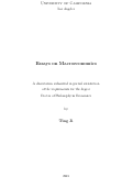 Cover page: Essays on Macroeconomics