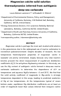 Cover page: Magnesian calcite solid solution thermodynamics inferred from authigenic deep-sea carbonate