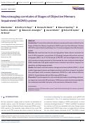 Cover page: Neuroimaging correlates of Stages of Objective Memory Impairment (SOMI) system.