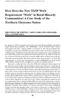 Cover page: How Does the New TANF Work Requirement “Work” in Rural Minority Communities? A Case Study of the Northern Cheyenne Nation