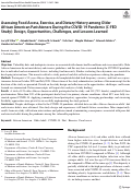 Cover page: Assessing Food Access, Exercise, and Dietary History among Older African American Parishioners During the COVID-19 Pandemic (C-FED Study): Design, Opportunities, Challenges, and Lessons Learned