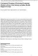 Cover page: Customized Training of Pretrained Language Models to Detect Post Intents in Online Health Support Groups