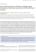 Cover page: Dissociable Disruptions in Thalamic and Hippocampal Resting-State Functional Connectivity in Youth with 22q11.2 Deletions