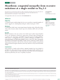 Cover page: Myasthenic congenital myopathy from recessive mutations at a single residue in NaV1.4