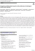 Cover page: Integrative and theoretical research on the architecture of a biological system and its disorder