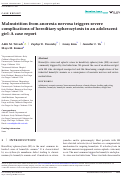 Cover page: Malnutrition from anorexia nervosa triggers severe complications of hereditary spherocytosis in an adolescent girl: A case report.