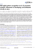 Cover page: Microglial pattern recognition via IL-33 promotes synaptic refinement in developing corticothalamic circuits in mice