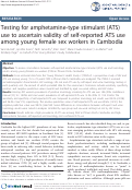 Cover page: Testing for amphetamine-type stimulant (ATS) use to ascertain validity of self-reported ATS use among young female sex workers in Cambodia