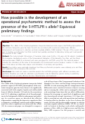 Cover page: How possible is the development of an operational psychometric method to assess the presence of the 5-HTTLPR s allele? Equivocal preliminary findings