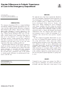 Cover page: Gender Differences in Patients' Experience of Care in the Emergency Department.