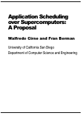 Cover page: Application Scheduling over Supercomputers: A Proposal