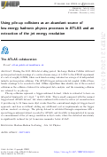 Cover page: Using pile-up collisions as an abundant source of low-energy hadronic physics processes in ATLAS and an extraction of the jet energy resolution