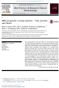 Cover page: MDS prognostic scoring systems – Past, present, and future