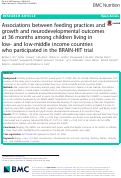 Cover page: Associations between feeding practices and growth and neurodevelopmental outcomes at 36 months among children living in low- and low-middle income countries who participated in the BRAIN-HIT trial.