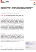 Cover page: Vertical Inheritance Facilitates Interspecies Diversification in Biosynthetic Gene Clusters and Specialized Metabolites