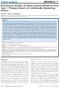 Cover page: Evolutionary Analysis of Human Immunodeficiency Virus Type 1 Therapies Based on Conditionally Replicating Vectors