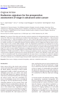 Cover page: Radiomics signature for the preoperative assessment of stage in advanced colon cancer.