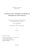 Cover page: Variation-Aware Modeling and Design of Nanophotonic Interconnects