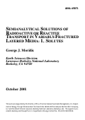 Cover page: Semianalytical solutions of radioactive or reactive transport in variably-fractured layered 
media: 1. Solutes