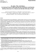 Cover page: Do Ask, Tell, and Show: Contextual Factors Affecting Sexual Orientation and Gender Identity Disclosure for Sexual and Gender Minority People