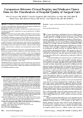 Cover page: Comparison Between Clinical Registry and Medicare Claims Data on the Classification of Hospital Quality of Surgical Care