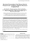 Cover page: Structural connectivity of the human anterior temporal lobe: A diffusion magnetic resonance imaging study