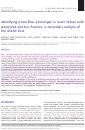 Cover page: Identifying a low‐flow phenotype in heart failure with preserved ejection fraction: a secondary analysis of the RELAX trial