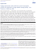 Cover page: Timely intervention and control of a novel coronavirus (COVID-19) outbreak at a large skilled nursing facility—San Francisco, California, 2020