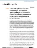 Cover page: A novel d-xylose isomerase from the gut of the wood feeding beetle Odontotaenius disjunctus efficiently expressed in Saccharomyces cerevisiae