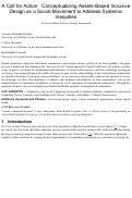 Cover page of A call for action: Conceptualizing assets-based inclusive design as a social movement to address systemic inequities.