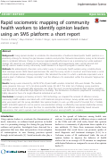 Cover page: Rapid sociometric mapping of community health workers to identify opinion leaders using an SMS platform: a short report