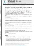 Cover page: Development of outcome-specific criteria for study evaluation in systematic reviews of epidemiology studies