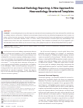 Cover page: Contextual Radiology Reporting: A New Approach to Neuroradiology Structured Templates