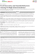 Cover page: Food Insecurity and Suicidal Behaviors Among US High School Students.