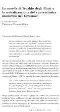 Cover page: La novella di Tedaldo degli Elisei e la revitalizzazione della precettistica medievale nel <em>Decameron</em>