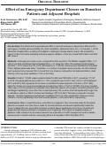 Cover page: Effect of an Emergency Department Closure on Homeless Patients and Adjacent Hospitals