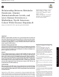 Cover page: Relationship Between Metabolic Syndrome, Alanine Aminotransferase Levels, and Liver Disease Severity in a Multiethnic North American Cohort With Chronic Hepatitis B