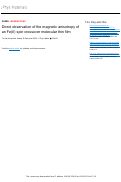 Cover page: Direct observation of the magnetic anisotropy of an Fe(II) spin crossover molecular thin film