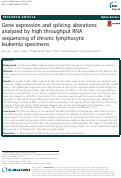 Cover page: Gene expression and splicing alterations analyzed by high throughput RNA sequencing of chronic lymphocytic leukemia specimens