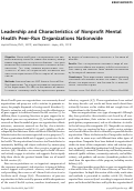 Cover page: Leadership and Characteristics of Nonprofit Mental Health Peer-Run Organizations Nationwide