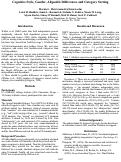 Cover page: Cognitive Style, Gender, Alignable Differences and Category Sorting