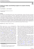 Cover page: Evidence for object–place binding in pigeons in a sequence-learning procedure