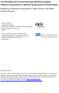 Cover page: The Disruption of Taxi and Limousine Markets by Digital Platform Corporations in Western Europe and the United States: Responses of Business Associations, Labor Unions, and Other Interest Groups